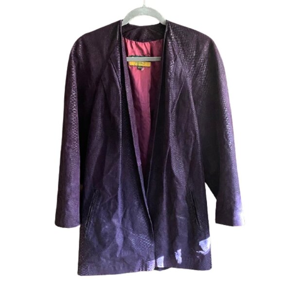 Vintage 80s Danier purple leather jacket coat - Picture 13 of 14